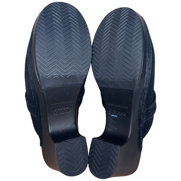 CROCS Sarah Women's 8 Black Suede Clog Slip On Mule Triple Comfort Lightweight - Picture 11 of 16